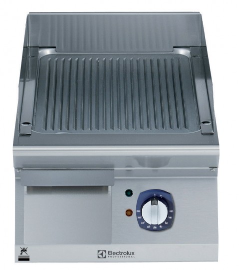 BAKPLAAT, 1 ZONE, GERIBD, GEBORSTELD CHROOM, 400 MM, TOPMODEL, ELEKTRISCH